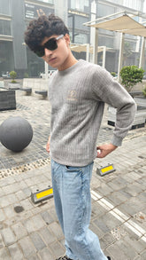 mens imported gray channel sweater